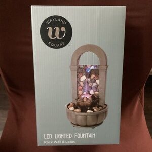 Wayland Square LED Lighted Fountain Rock Wall & Lotus New